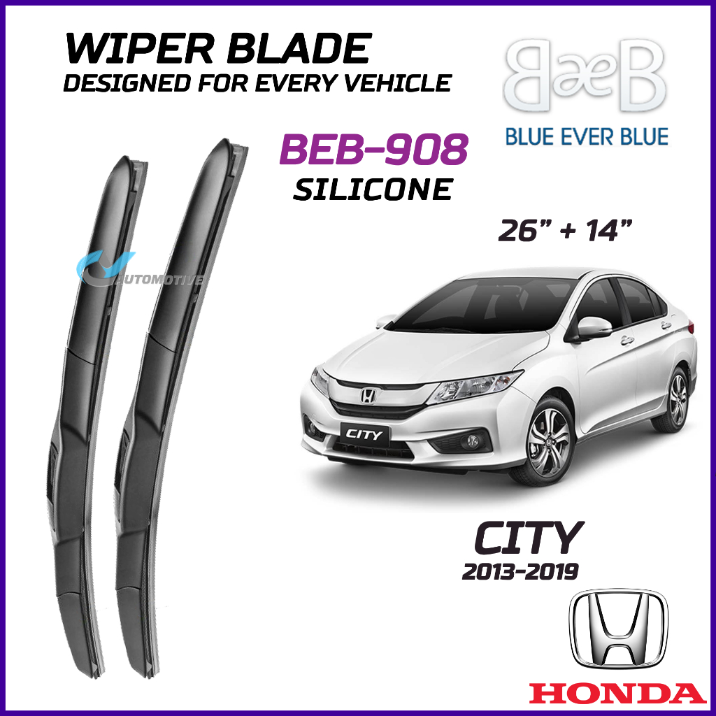 BEB SILICONE ใบปัดน้ําฝน (26" + 14") ชุดสําหรับ HONDA CITY 2003-2019 พร้อม Aerodynamic Design BEB-90