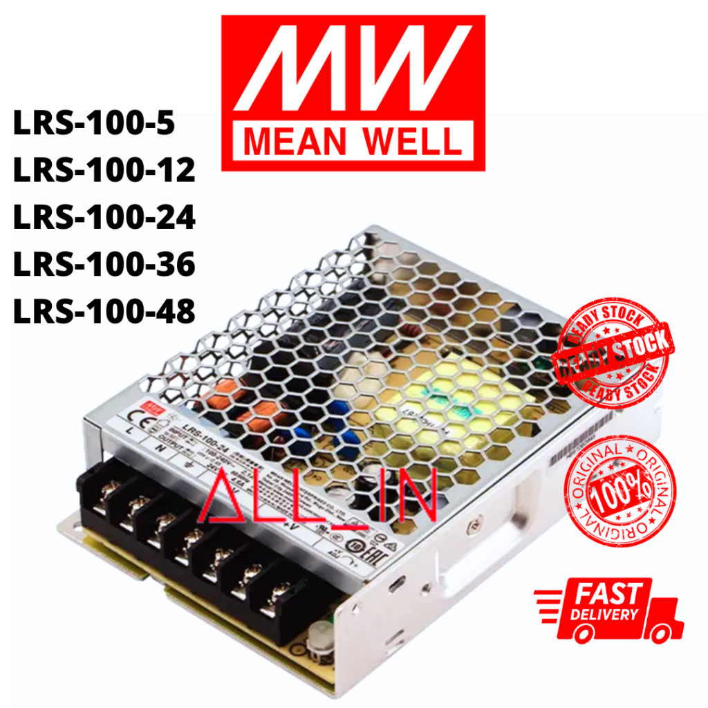 Mean Well LRS-100-24 24V/LRS-100-5/LRS-100-12/LRS-100-36/LRS-100-48 100W Meanwell แหล่งจ่ายไฟ