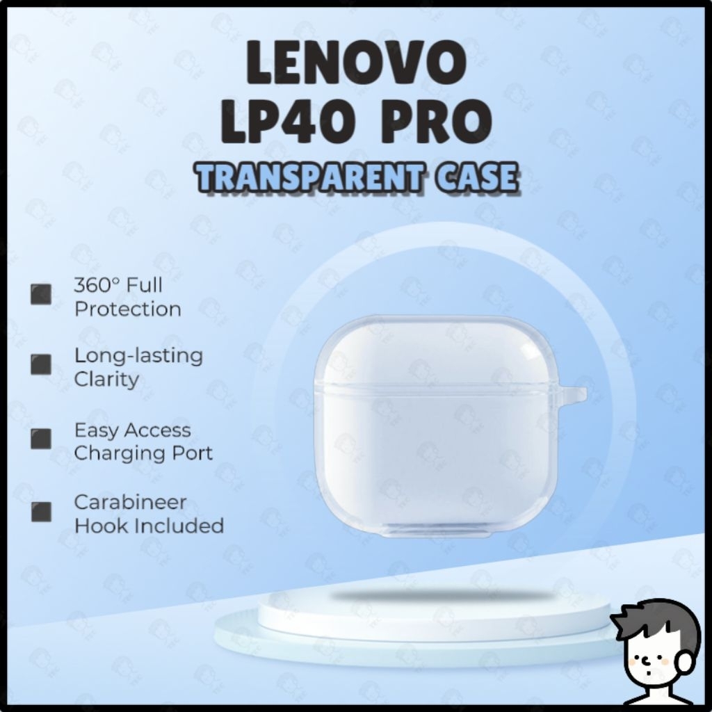 Lenovo LP40 Pro Case หูฟังเกราะป้องกัน Soft TPU โปร่งใสหูฟังเคสใส Thinkplus LP40 Pro Case