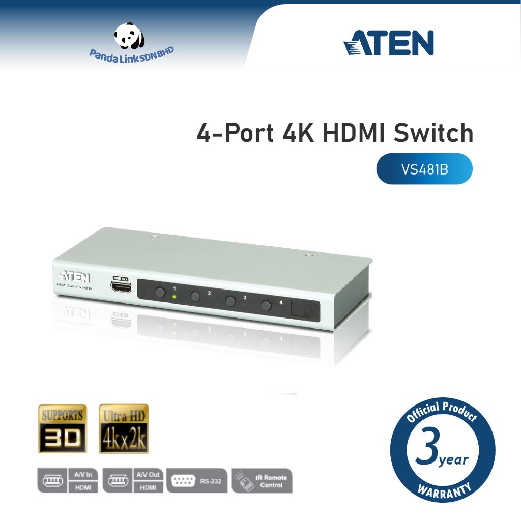 ATEN VS481B สวิตช์ HDMI 4K 4 พอร์ต