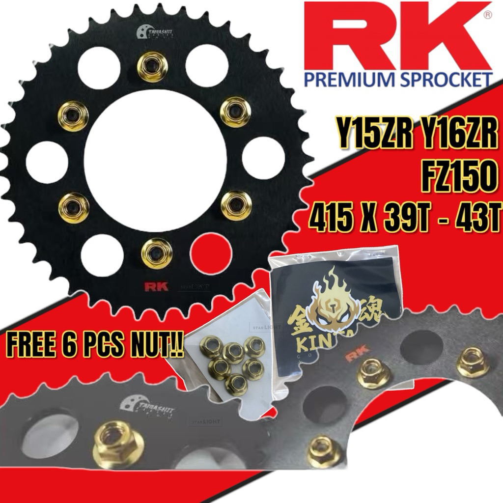 YAMAHA 415 RXZ/ LC135/ Y125Z/ Y110/ SRL/ Y15/ Y16 RK BLACK TAMASHII 7 SERIES ALLOY ALUMINIUM SPROCKE