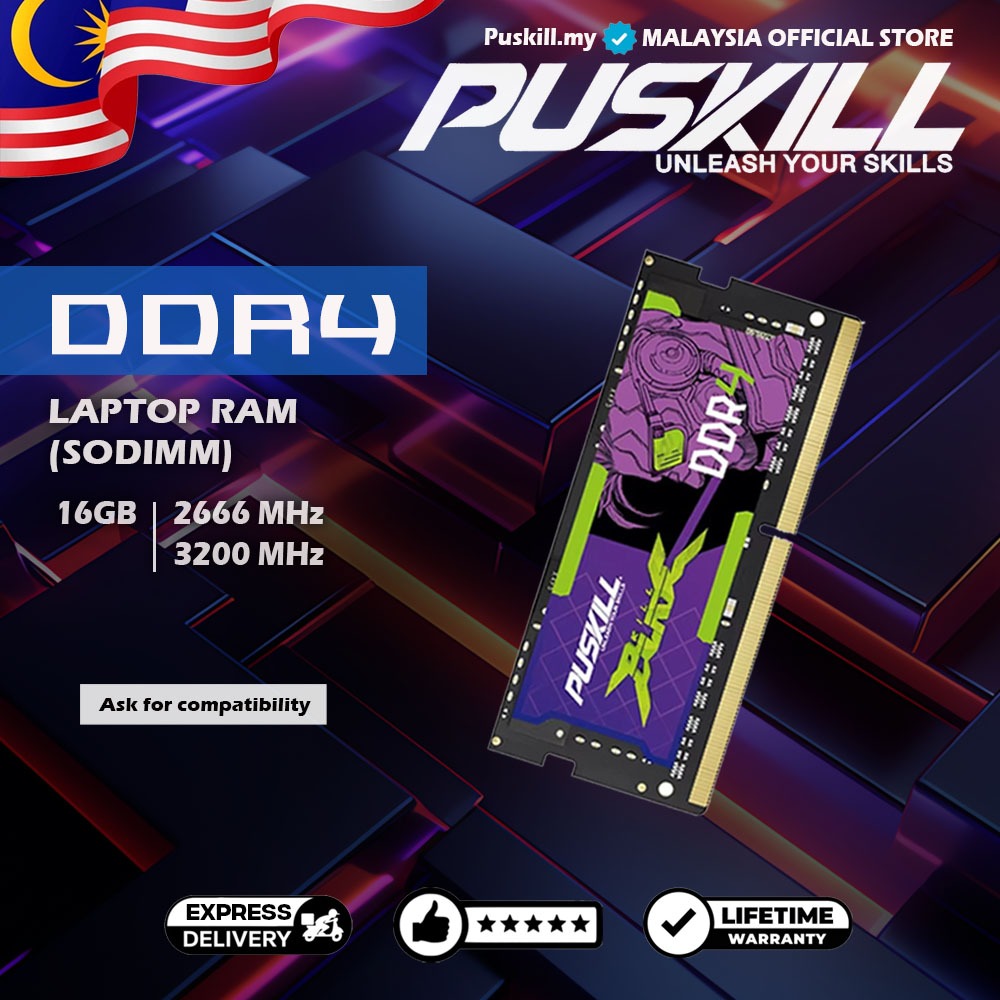 PUSKILL DDR4 16GB 2666/3200Mhz RAM แล็ปท็อป