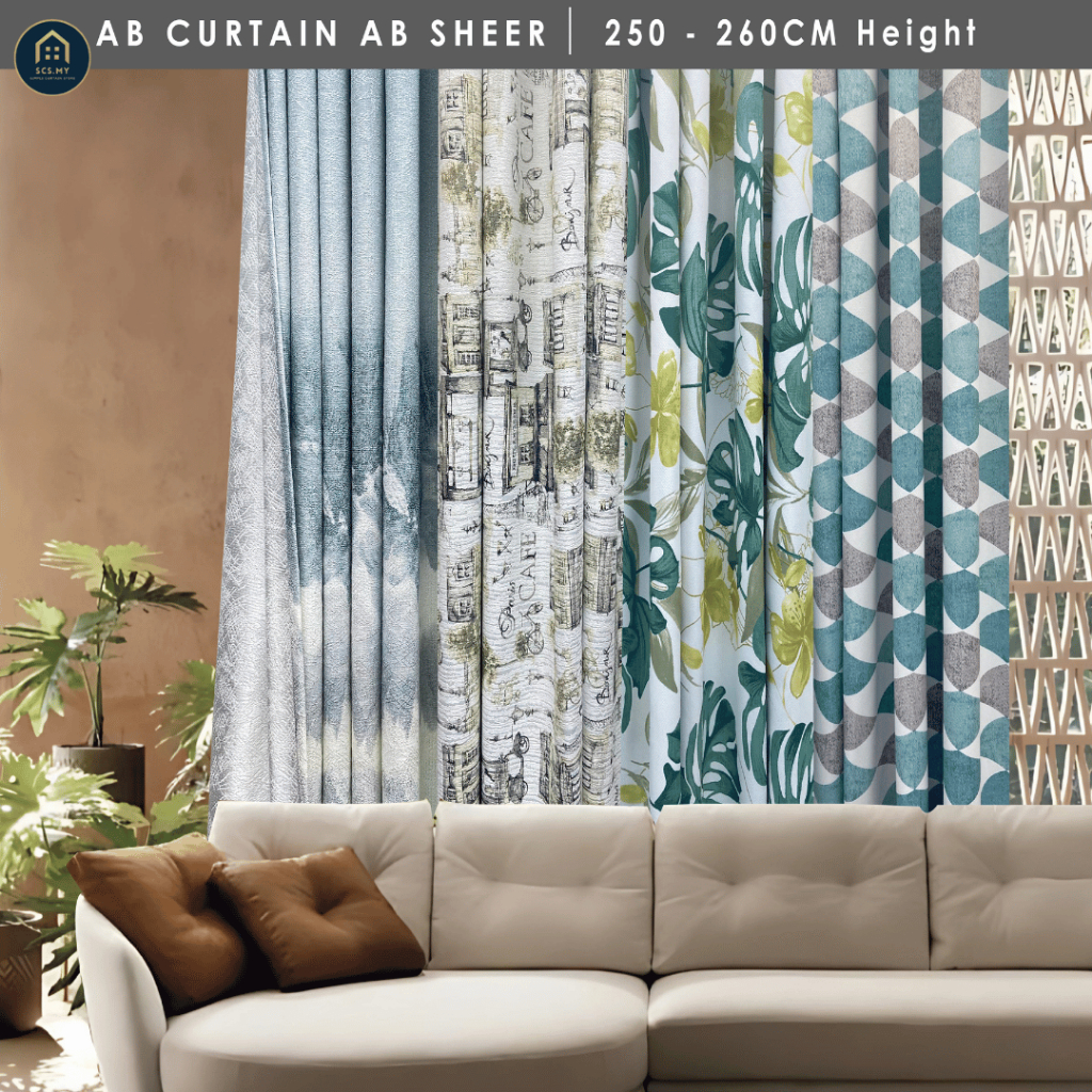 AB Curtain Mix Hook/Eyelet Mix Langsir Blackout (250 ซม.-260 ซม.)