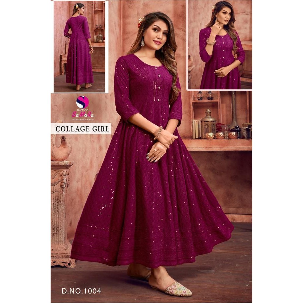 CHIKANKARI ผ้าฝ้าย KURTIS พร้อมงานปลอดภักแตน