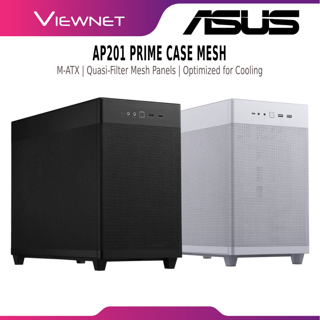 ASUS AP201 PRIME CASE MESH M-ATX DESKTOP PC CASING / CASE WITH QUASI-FILTER MESH PANELS - MATX - สีด