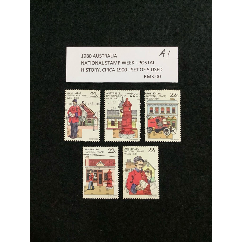 1980 NATIONAL STAMP WEEK-POSTAL HISTORY, CIRCA 1900-SET 5 ใช้แล้ว