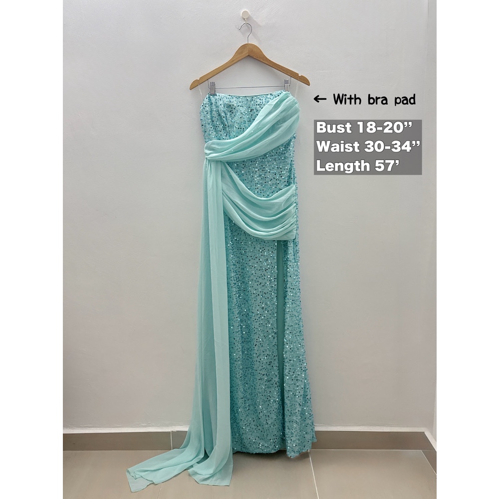 Aqua Starlight ชุดราตรีเลื่อม / ชุดสีเขียวมิ้นต์ชีฟอง Overlay (Prefer ไซส์ M) ผู้หญิง 🔥