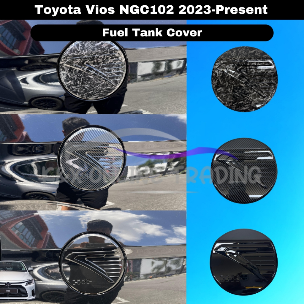 Toyota Vios NGC102/AC100 2023-2025 Forged Carbon Trim & Glossy Black Fuel Tank Protector Cover
