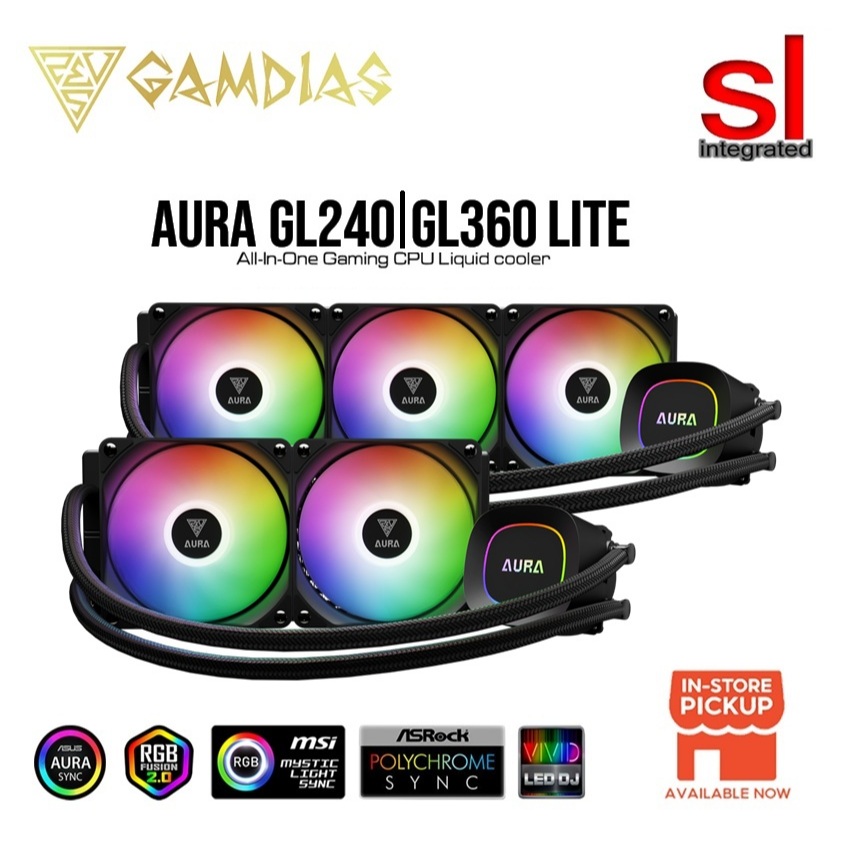 Gamdias AURA GL240 / GL360 LITE RGB AIO All-In-One RGB CPU - AMD AM5 และ Intel LGA1700