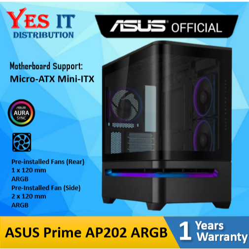 เคส ASUS Prime AP202 ARGB (สีดํา/ขาว)