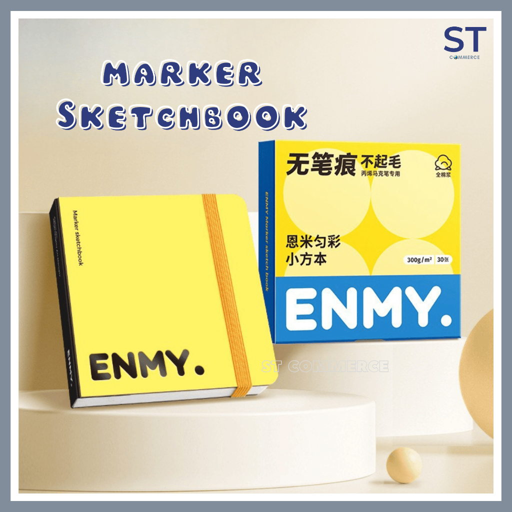 ENMY Marker Pad Cotton Pulp Bleedproof Square Drawing Book 300gsm กระดาษหนา Sketchbook