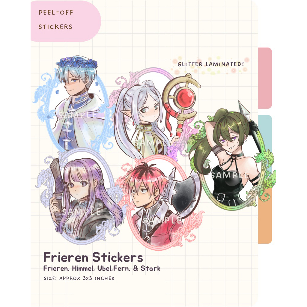 Frieren Glitter Stickers Easy Peel