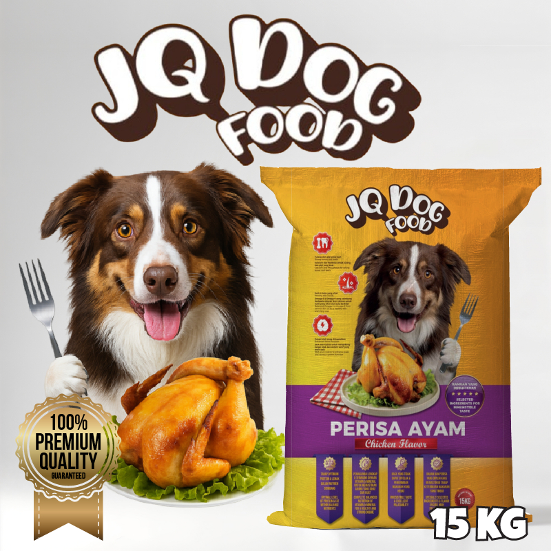 JQ อาหารสุนัข Makan Anjing 15 KG -Chicken Flavour อาหารแห้ง Kibbles Makan Anjing JQ 狗G