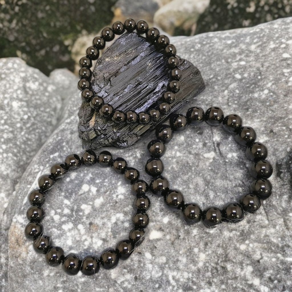 Gelang Tourmaline Hitam / Black Tourmaline Bracelet (100% TULLEN) ทําด้วยมือ 100%