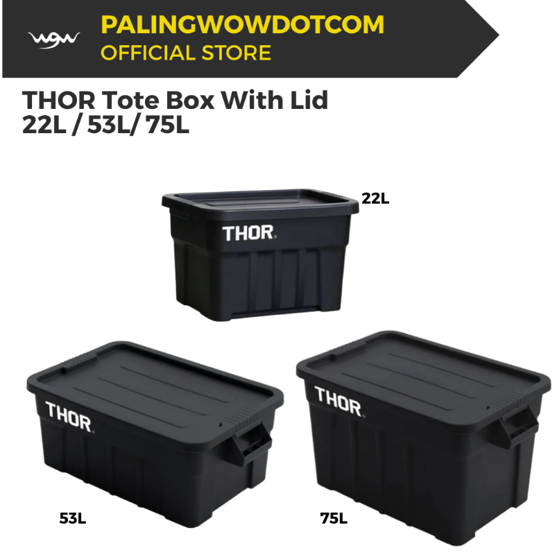 THOR Tote Box With Lid (22L/ 53L/ 75L) สีดํา