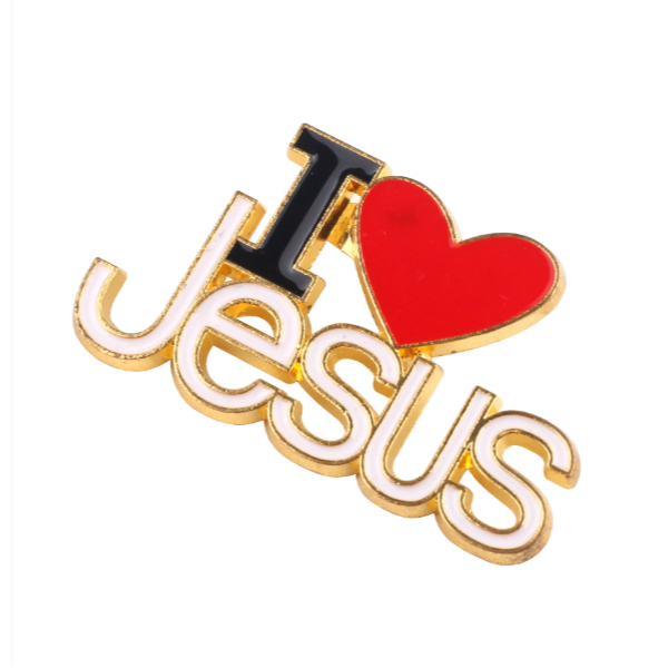 I LOVE JESUS เข็มกลัดโลหะ I LOVE JESUS หมุดโลหะ