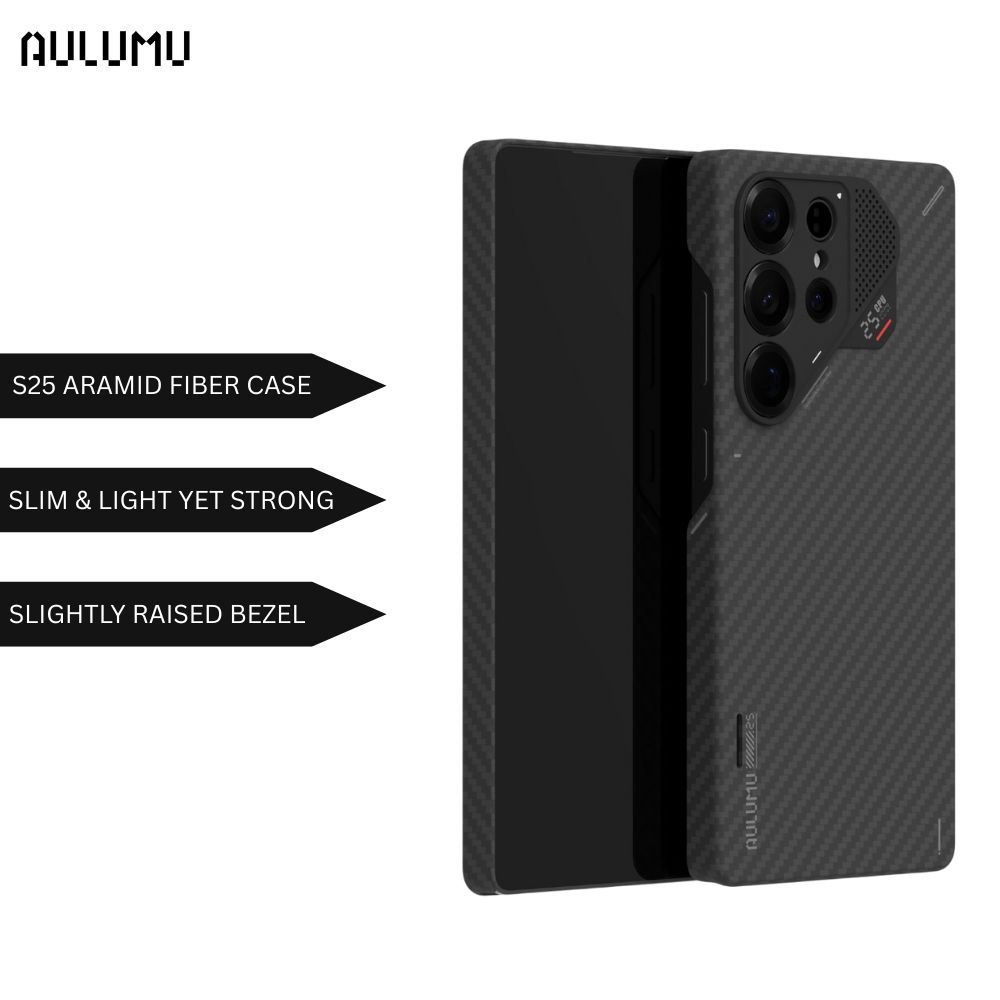 เคส Aulumu S25 Aramid Fiber สําหรับการออกแบบ Galaxy S25 Ultra Slim, Cooling, การชาร์จไร้สายที่รองรับ