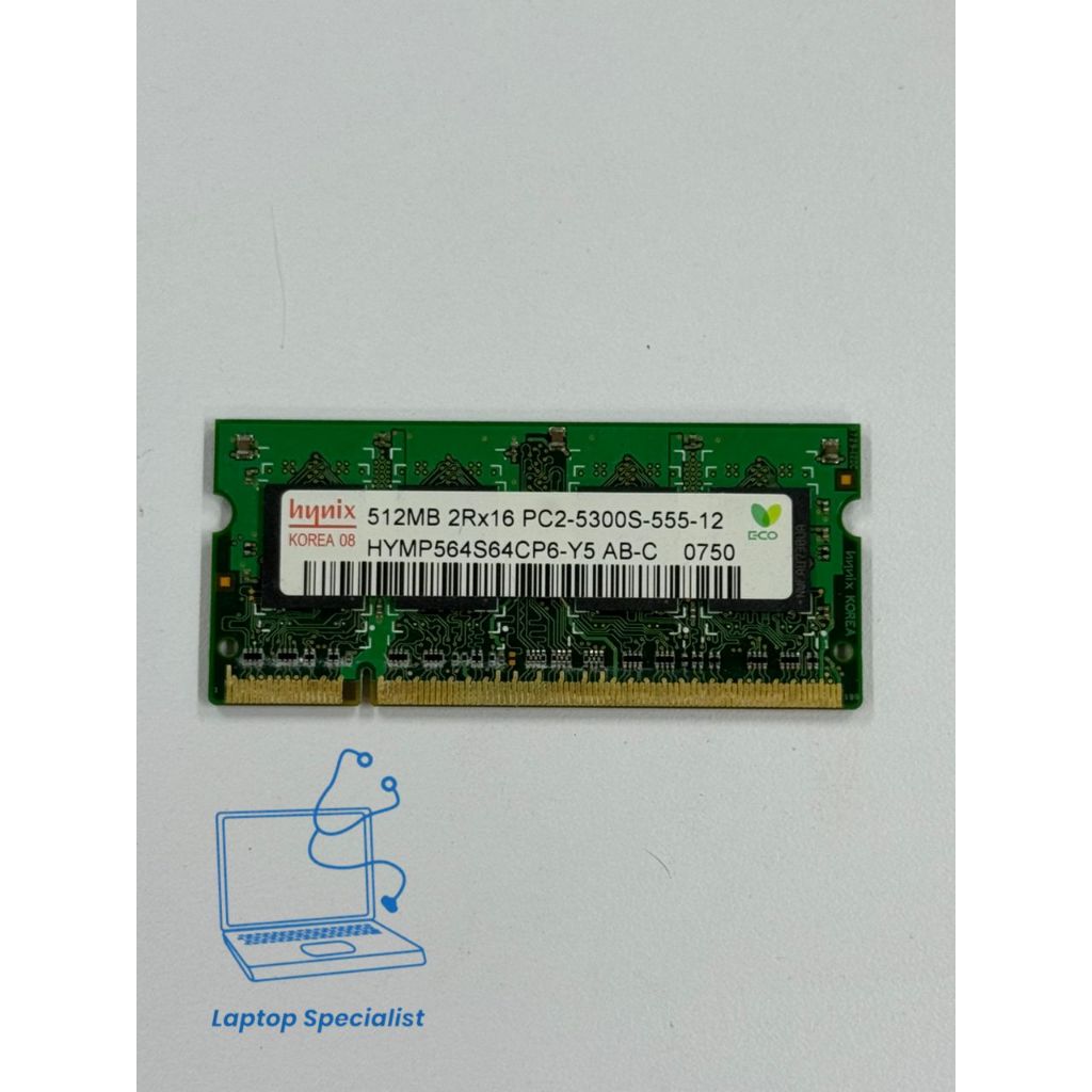 Hynix 512MB DDR2‐667 PC2-5300S SO-DIMM RAM 2Rx16 CL5 (555‐12)