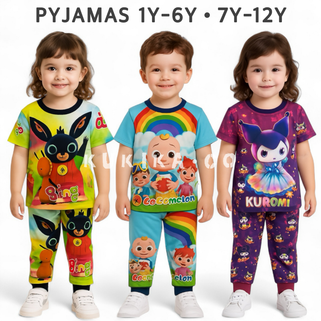 1Y-12Y •SKL• PYJAMAS SHORT SLEEVE JERSEY COTTON BOY GIRL SEDON KIDS & BIG PYJAMAS