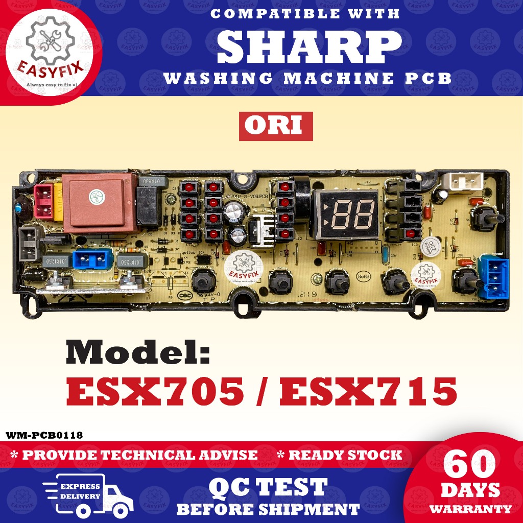 เข้ากันได้กับ ESX715 ESX705 SHARP เครื่องซักผ้า/บอร์ดแผง PCB Mlz3/