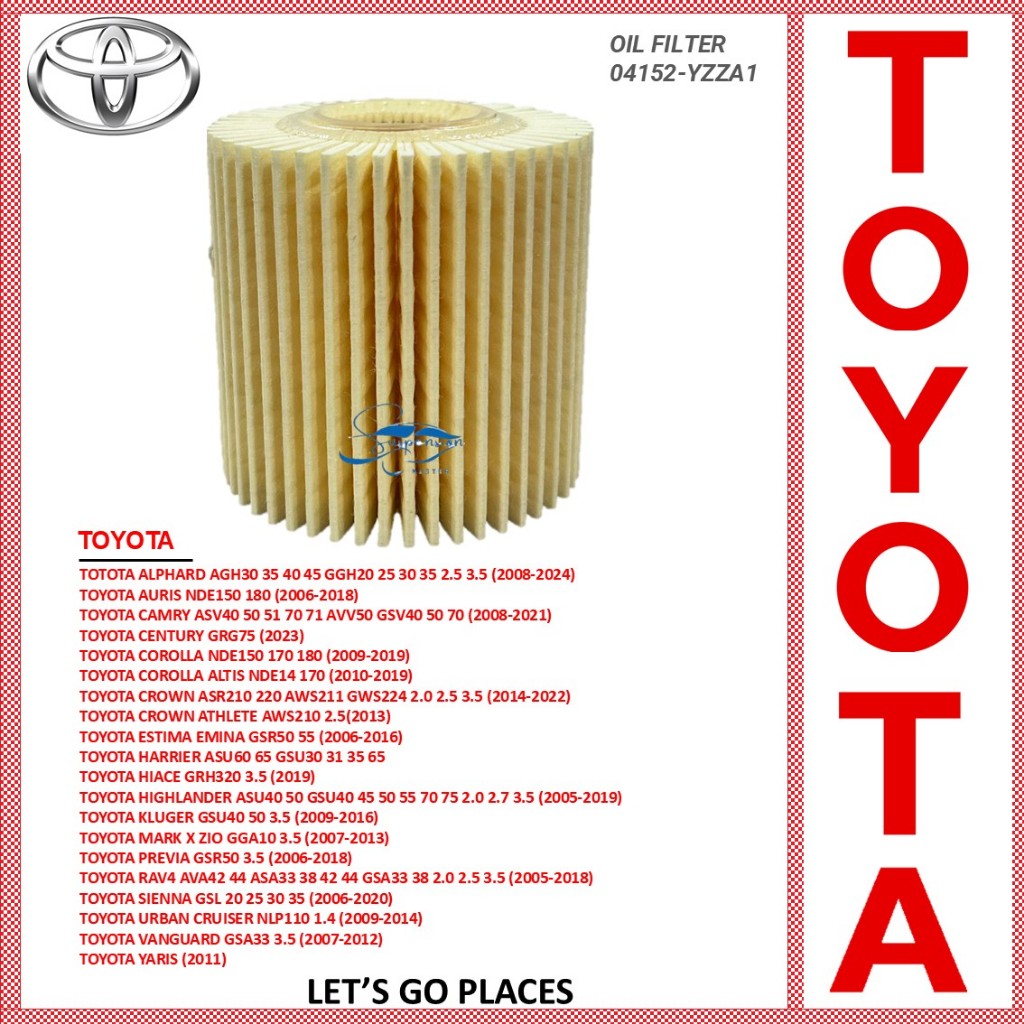 04152-YZZA1 กรองน้ํามันเครื่อง TOYOTA ALPHARD MARDX CROWN SIENNA HARRIER RAV4 YARISESTIMA