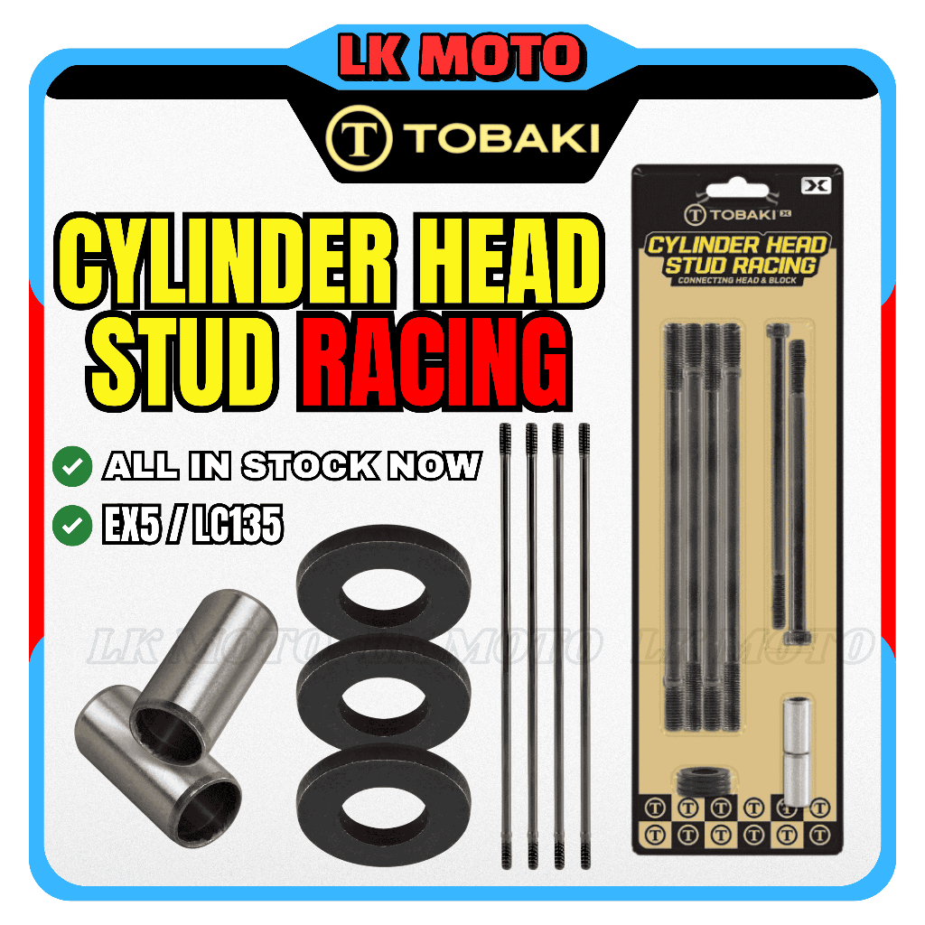 TOBAKI X CYLINDER HEAD STUD EX5 DREAM/CLASS LC135 180/M6*105 185/M6*110 190/M6*115 195/M6*120