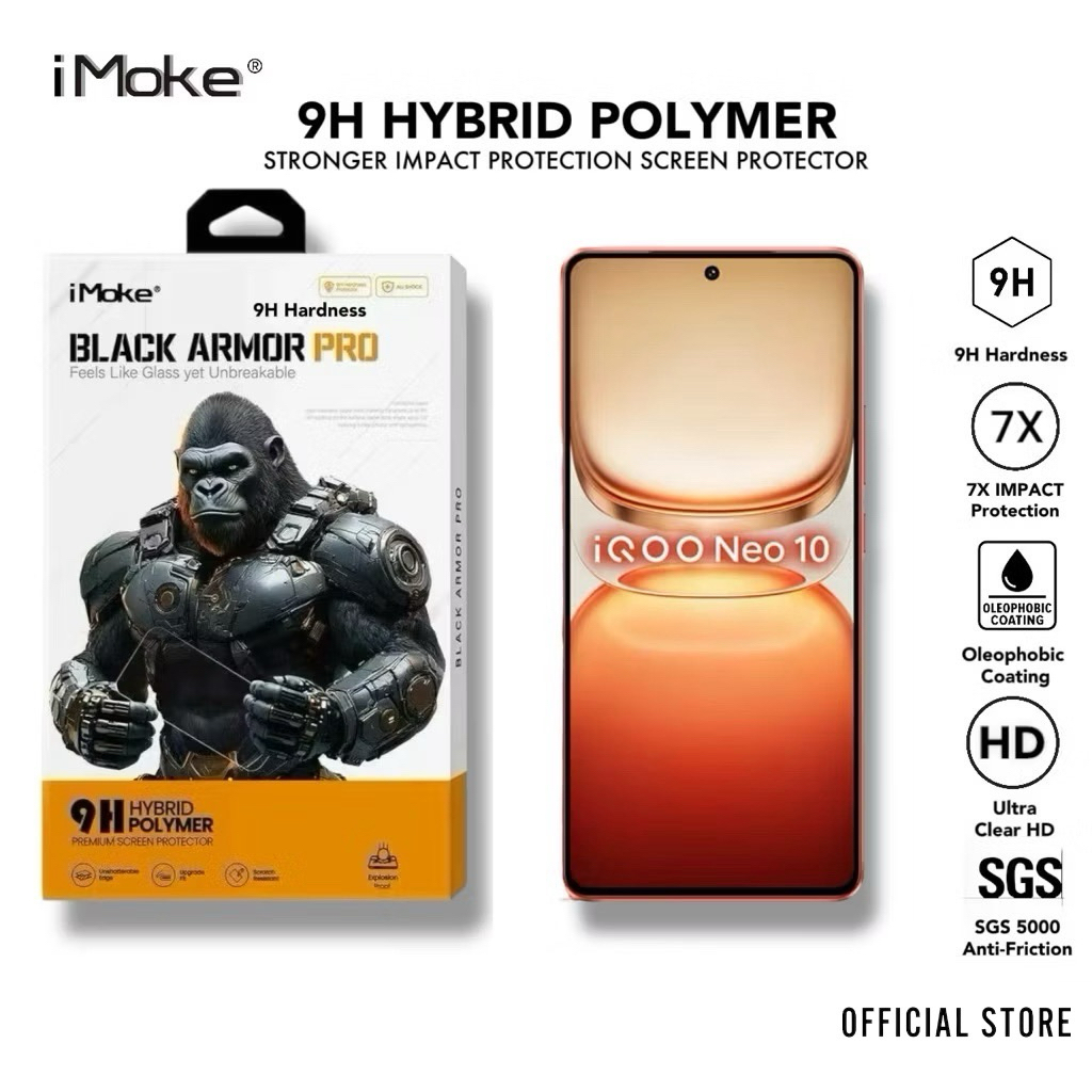 IMoke 9H เกราะสีดํา Pro Impact Screen Protector สําหรับ iQOO Neo 10/9 Pro/9s Pro +