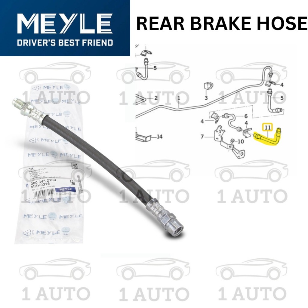 MEYLE GERMANY ท่อเบรกหลัง (1 ชิ้น) BMW E30 E36 E34