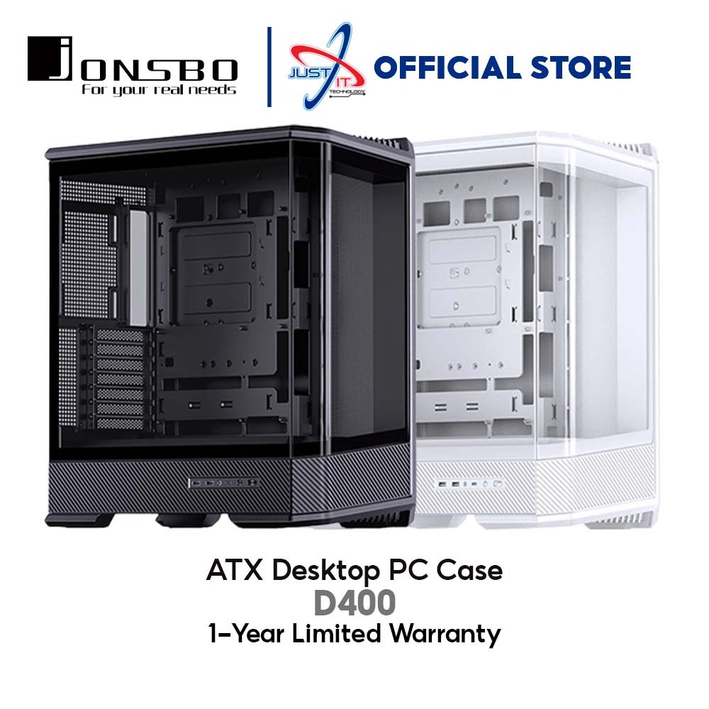 JONSBO D400 ATX DESKTOP PC CASE / CASING - สีดํา / สีขาว