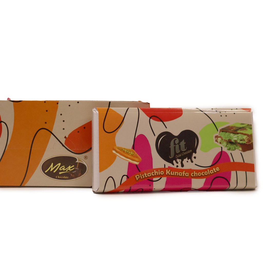 FIT CHOCOLATE { 100G } PISTACHIO KUNAFA CHOCOLATE ,MADE IN USA BY MAX CHOCOLATE