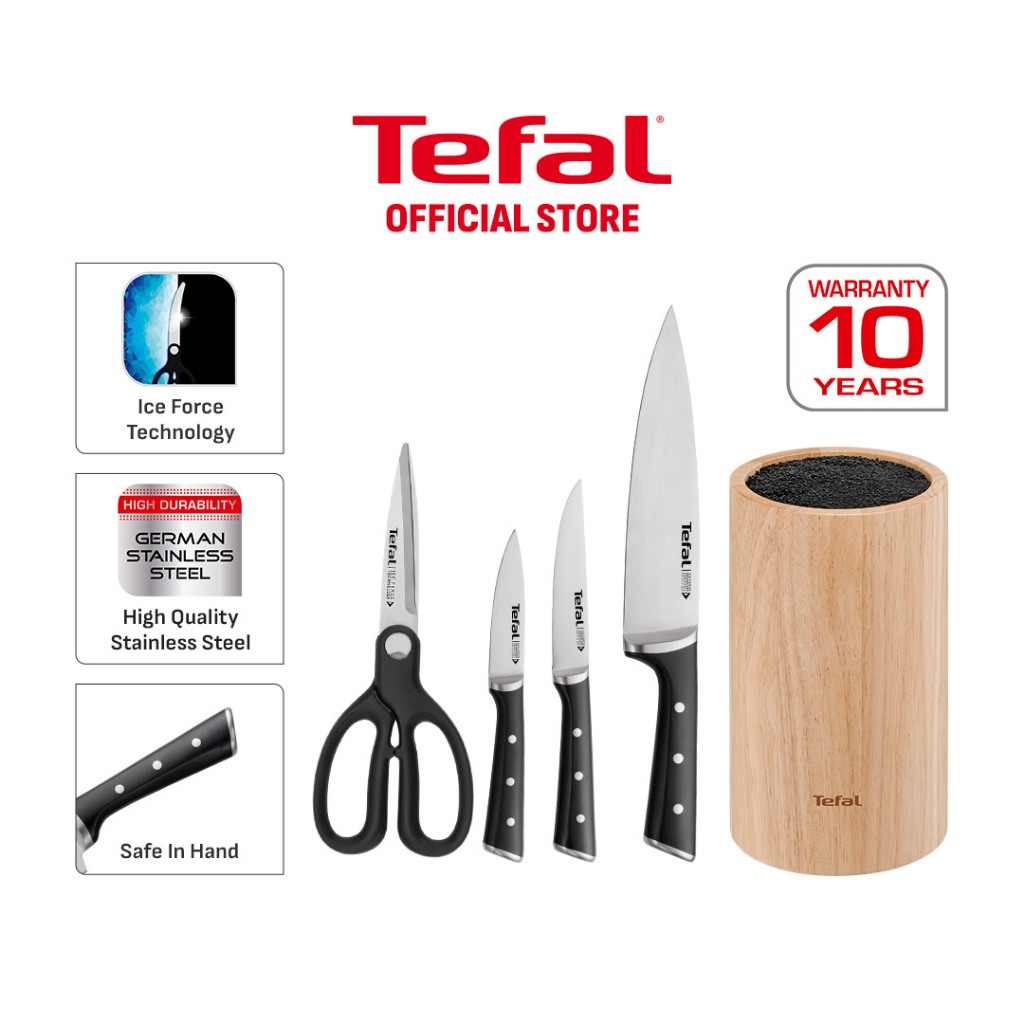 ชุด Tefal Ice Force 5pc: Chef + Utility + Paring + กรรไกร + บล็อค (K232S534)