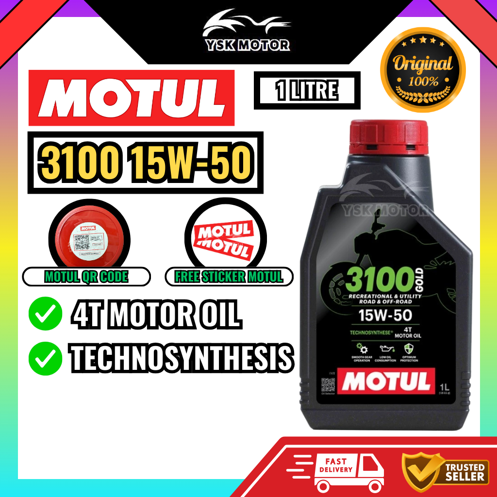 15W50MOTUL 3100 Gold 4T 15W50 Minyak Enjin Motosikal Technosynthese (1L)