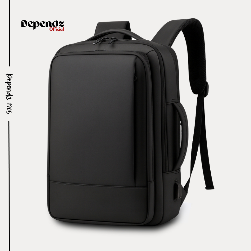 Dependz 1905 Work & Travel Backpack – Leather-Like Waterproof, พอร์ต USB, เหมาะกับแล็ปท็อป 17