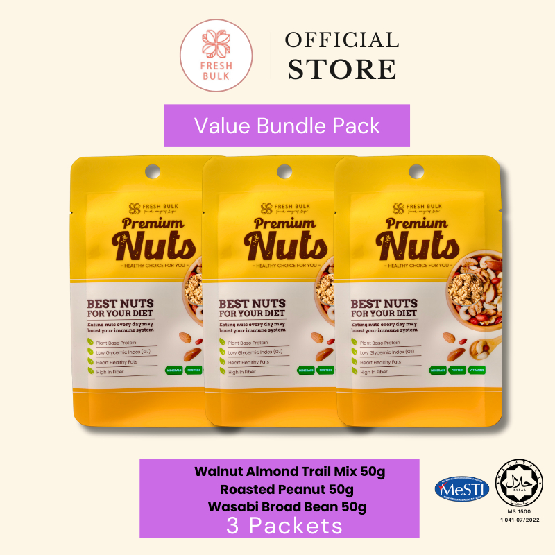Fresh Bulk 3 Wonder Nuts Bundle l Wasan Broad Bean / Peanut / Walnut Trail Mix