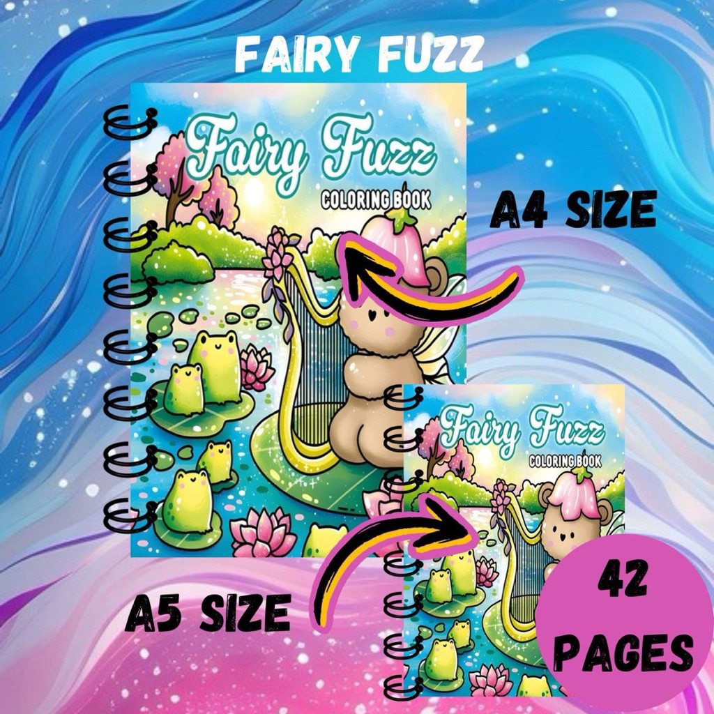 FAIRY FUZZ COLORING BOOK COLORING PAGES 42 PAGES COLORING BOOK & COLORING PAPER FOR CHILDREN AND ADU