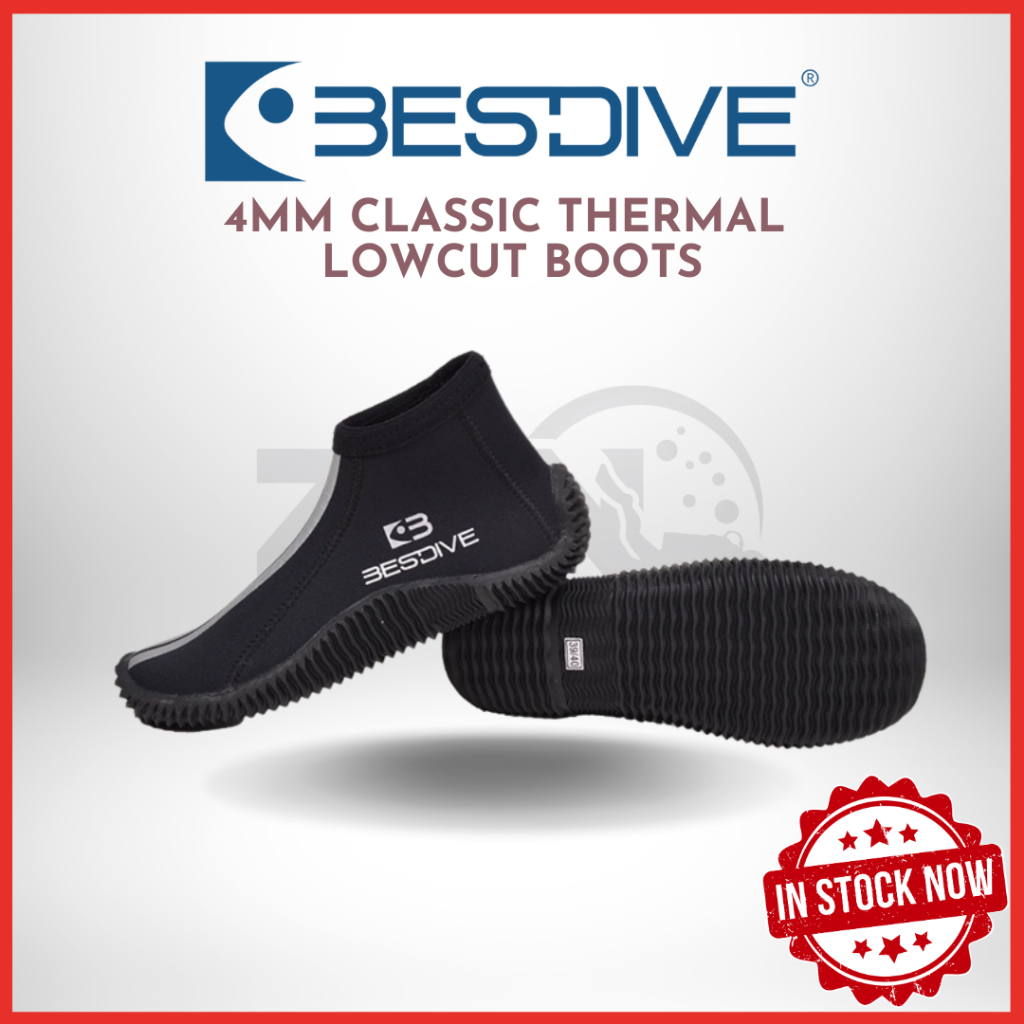 BESTDIVE 4mm lightweight short boots classic black men and women diving boots shoes