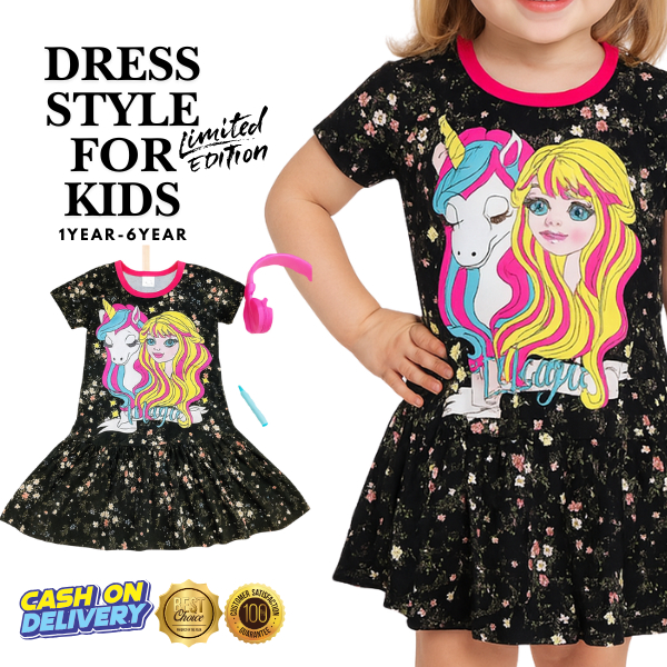 [1y-6y] DRESS แฟชั่นสําหรับเด็กผู้หญิง น่ารัก