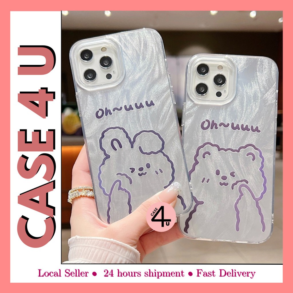 Infinix Smart 10 Smart 10 Plus Simple Simple Silver Rabbit Bear Feather อะคริลิค Hard Case