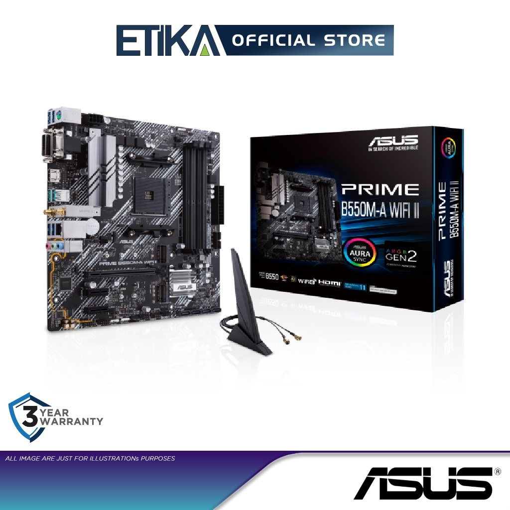 Asus Prime B550M-A WIFI II M-ATX MOBO AMD B550 AM4 Micro ATX DDR4 WiFi 6 เมนบอร์ด