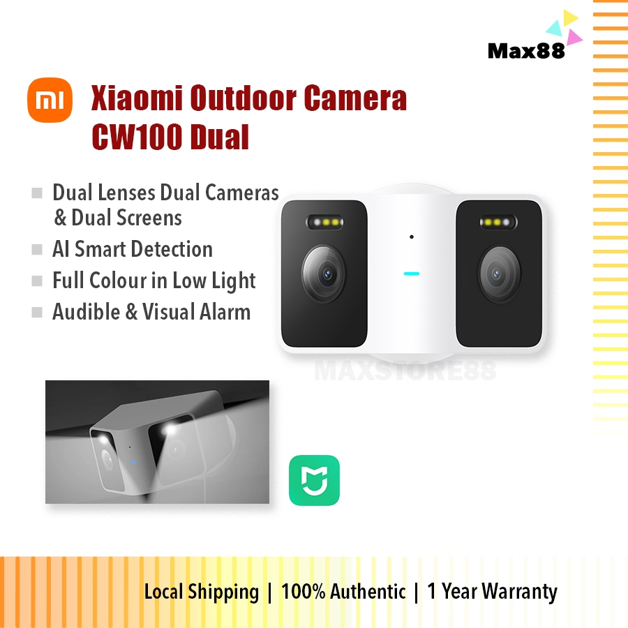 กล้องกลางแจ้ง Xiaomi CW100 Dual 3MP 2K HD ความละเอียด Dual-Lens มุมมองพาโนรามา