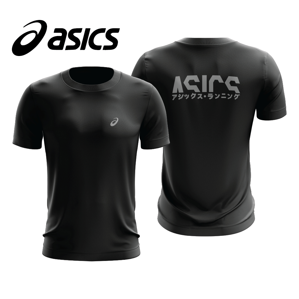 ASICS KATAKANA วิ่งเดินป่าและขี่จักรยาน Baju ชุดกีฬากลางแจ้งไมโครไฟเบอร์ เสื้อยืด Unisex Baju Lelong