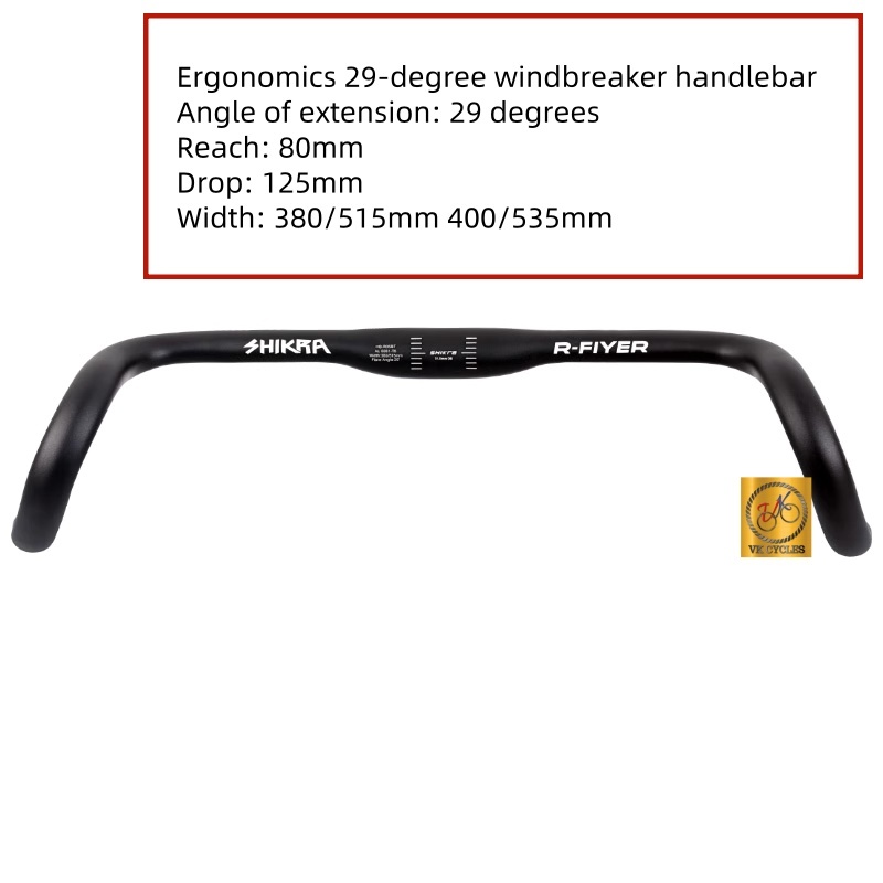 SHIKRA R-FIYER DROP BAR GRAVEL Flare Angle 29 - 380/515 มม.400/535 มม.420/555 มม.31.8 มม.Cartal basikal 343g