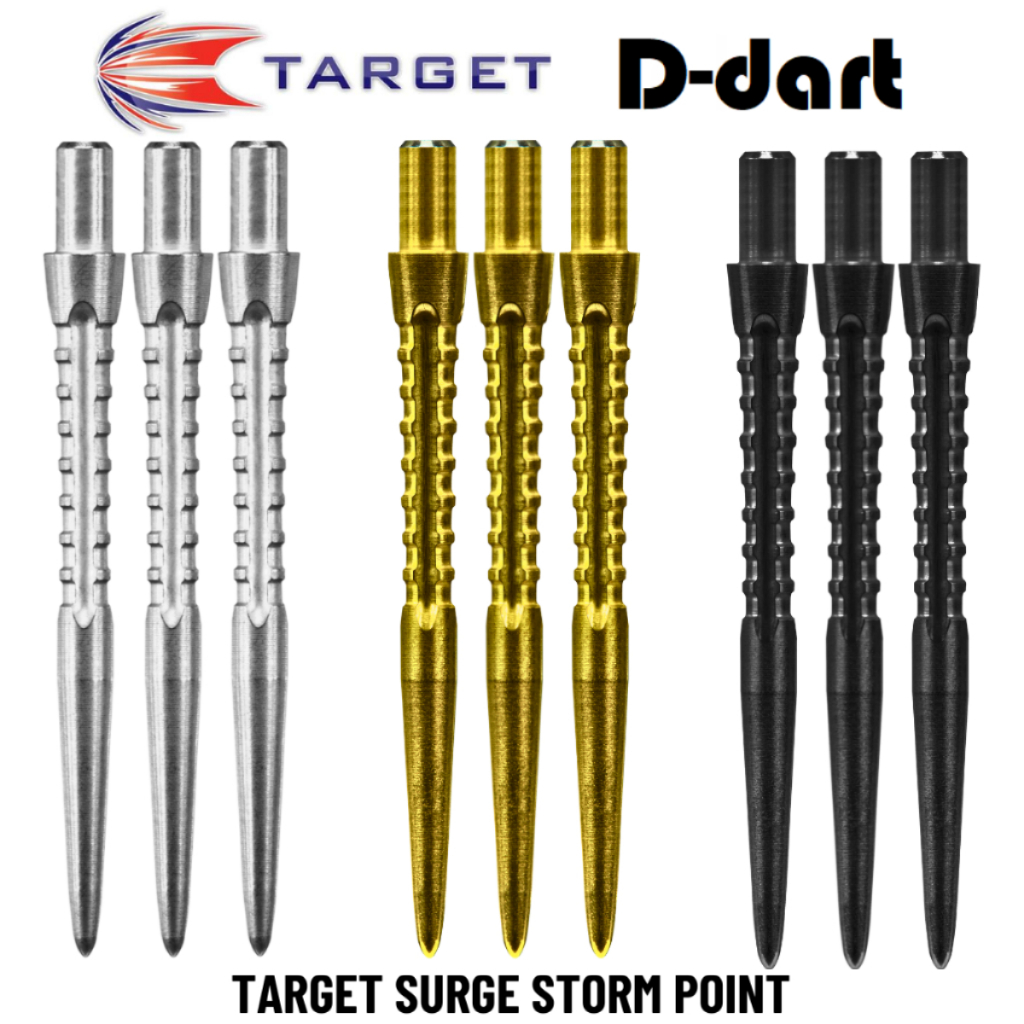 Target Dart Point - SURGE STORM Point Gold/Black/Silver Replacement Steel Darts Point 3 ชิ้น/แพ็ค