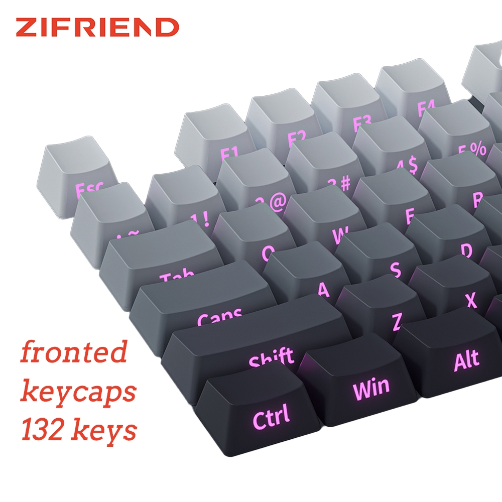 Zifriend 132key Gradient Keycap PBT Polar Day Side แกะสลัก Keycaps คีย์บอร์ดแบบกลไก