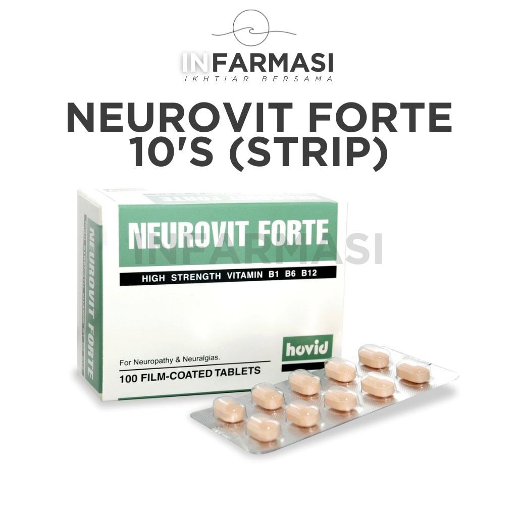 Neurovit Forte วิตามิน B1, B6, B12 Tablet 10s (Strip) Ubat Supplemen Saraf Urat Kebas Kencing Manis