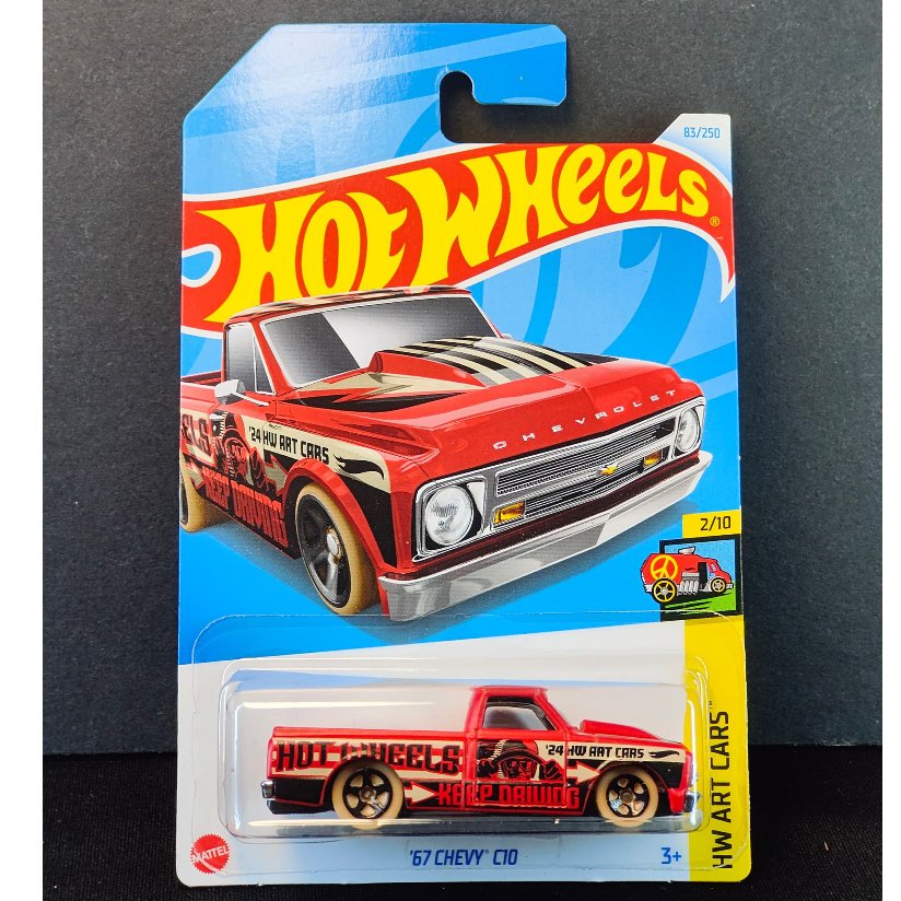 Hot Wheels 67 Chevy C10 - สีแดง (83/250 - 2024 - HW ART CARS 2/10 - Letter E)