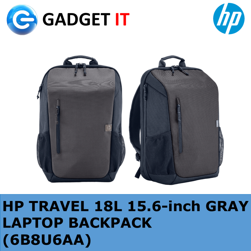 HP TRAVEL 18L กระเป๋าเป้สะพายหลังแล็ปท็อปสีเทา 15.6 นิ้ว [6B8U6AA]