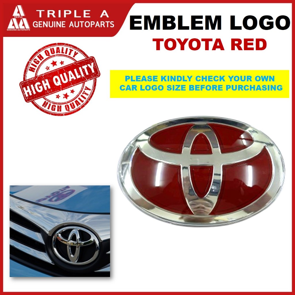 Toyota Logo EMBLEM RED Toyota WISH OR Toyota Vios TRD โลโก้ Toyota Merah Vios 1st 2nd 3rd 4th รุ่น