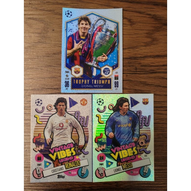 Topps Match Attax UCL 2024/25 - การ์ด Ronaldo & Messi (Vibes Legend & Trophy Triumph)