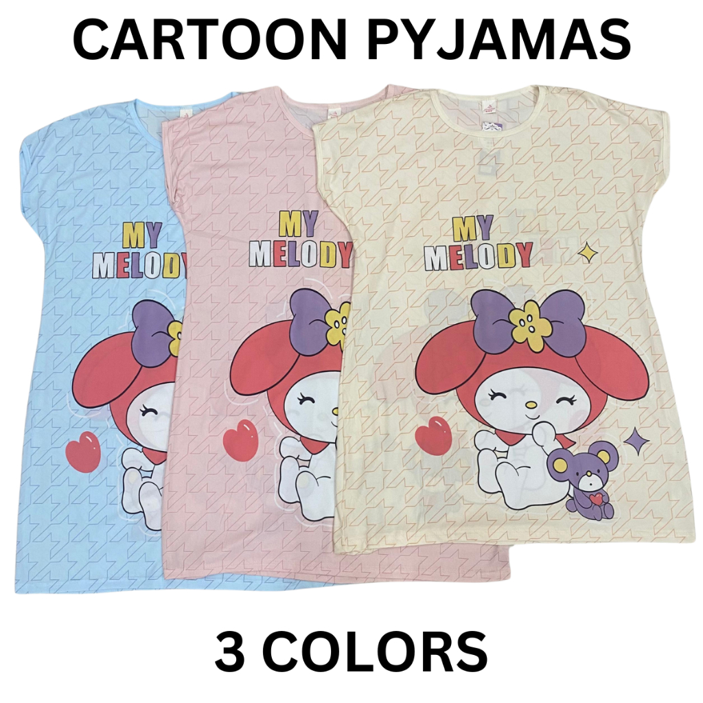 ชุดนอนคอตตอน PAJAMAS DRESS BTH06/16 ชุดนอนฟรีไซส์ชุดนอนแขนสั้น Baju Tidur Perempuan 女生睡裙